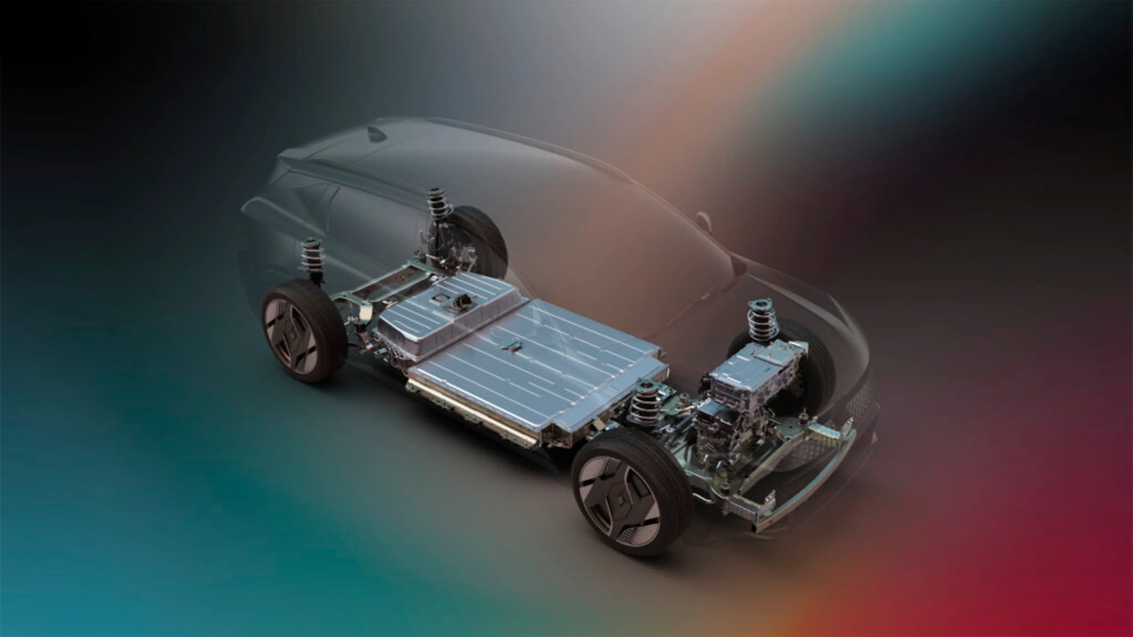 Vue éclatée des batteries et moteur électrique Renault